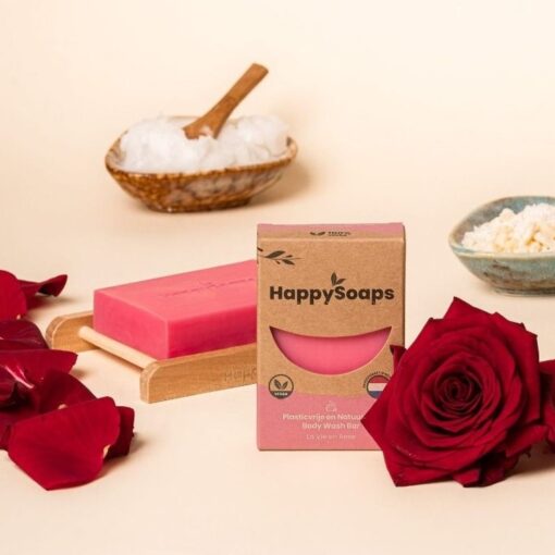 HappySoaps body bar La Vie en Rose sfeerfoto closeup